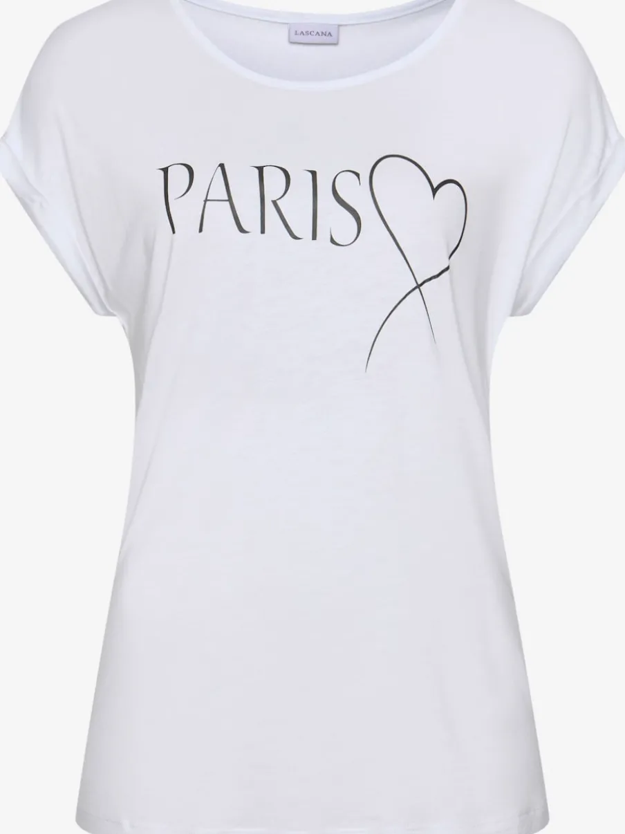 T-shirt à manches courtes encolure ronde avec motif Paris