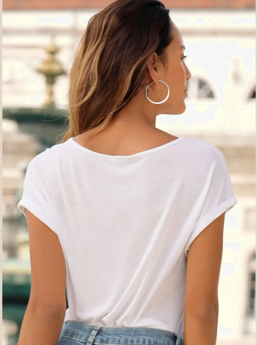 T-shirt à manches courtes encolure ronde avec motif Paris