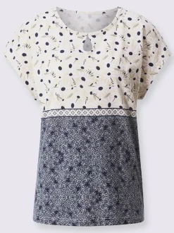 T-shirt à manches courtes en coton avec motifs imprimés variés