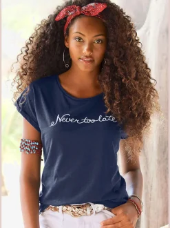 T-shirt à manches courtes en coton avec inscription motivante