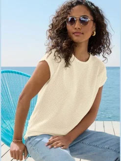 T-shirt à manches courtes en matière gaufrée légère