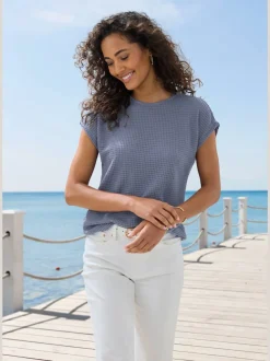 T-shirt à manches courtes en matière gaufrée légère