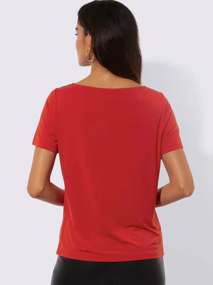 T-shirt à manches courtes en modal avec empiècement en dentelle