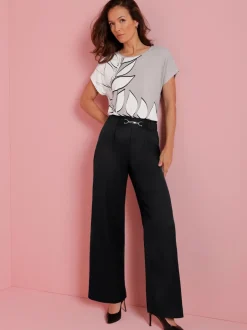 T-shirt à manches courtes en modal avec imprimé feuilles