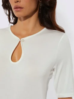 T-shirt à manches courtes en modal avec col goutte
