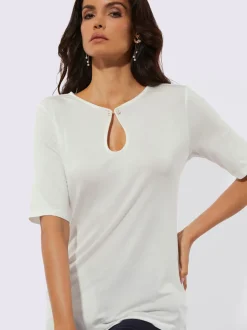 T-shirt à manches courtes en modal avec col goutte