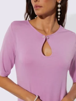 T-shirt à manches courtes en modal avec col goutte