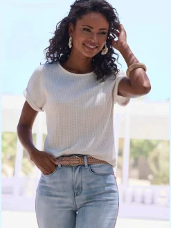 T-shirt à manches courtes en piqué ultra-doux avec revers fixe