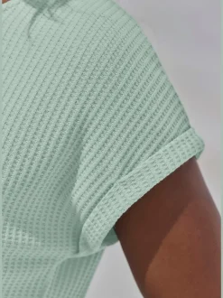 T-shirt à manches courtes en piqué ultra-doux avec revers fixe