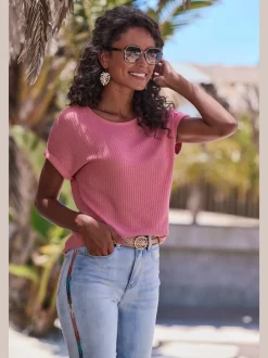 T-shirt à manches courtes en piqué ultra-doux avec revers fixe