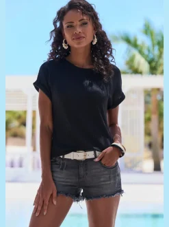 T-shirt à manches courtes en piqué ultra-doux avec revers fixe