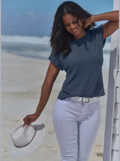 T-shirt à manches courtes en piqué ultra-doux avec revers fixe