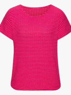 T-shirt à manches courtes en tricot structuré avec encolure ronde et élastique à la taille