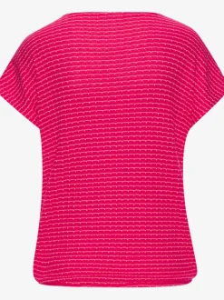 T-shirt à manches courtes en tricot avec motif graphique encolure ronde et élastique à la taille
