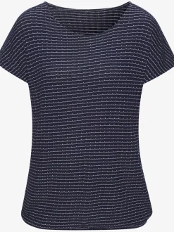 T-shirt à manches courtes en tricot avec motif graphique encolure ronde et élastique à la taille