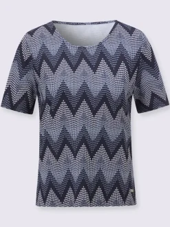 T-shirt à manches courtes en viscose avec motif zigzag
