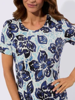T-shirt à manches courtes en viscose avec motif floral