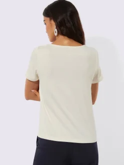 T-shirt à manches courtes en viscose avec empiècement en maille transparent
