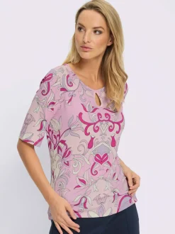 T-shirt à manches courtes en viscose avec motif floral