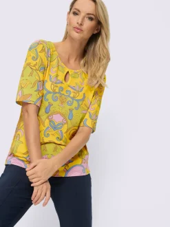 T-shirt à manches courtes en viscose avec motif floral