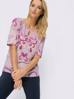 T-shirt à manches courtes en viscose avec motif floral