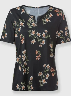 T-shirt à manches courtes fleuri en coton modal doux