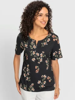 T-shirt à manches courtes fleuri en coton modal doux