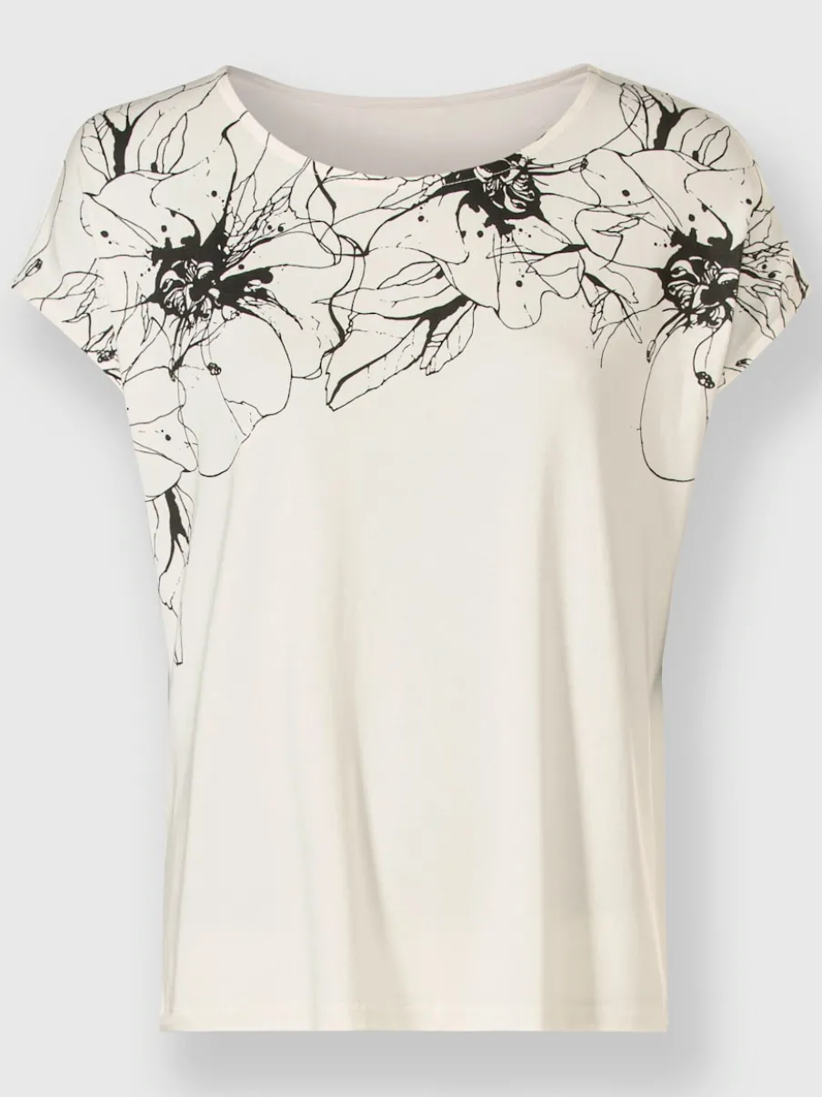 T-shirt à manches courtes floral en viscose douce extensible