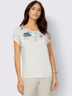 T-shirt à manches courtes floral en viscose douce extensible