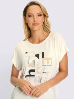 T-shirt à manches courtes imprimé avec pierres brillantes