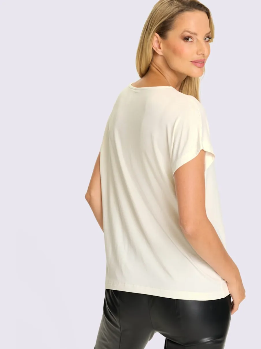 T-shirt à manches courtes imprimé avec pierres brillantes