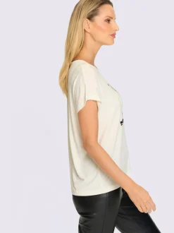 T-shirt à manches courtes imprimé avec pierres brillantes