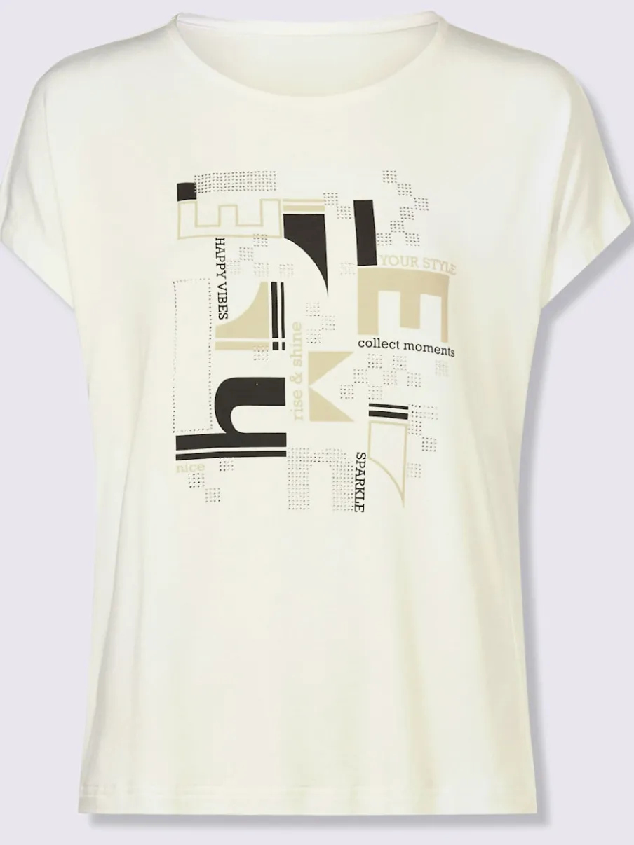 T-shirt à manches courtes imprimé avec pierres brillantes