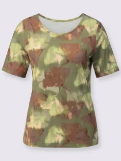 T-shirt à manches courtes imprimé feuilles extensible écologiques