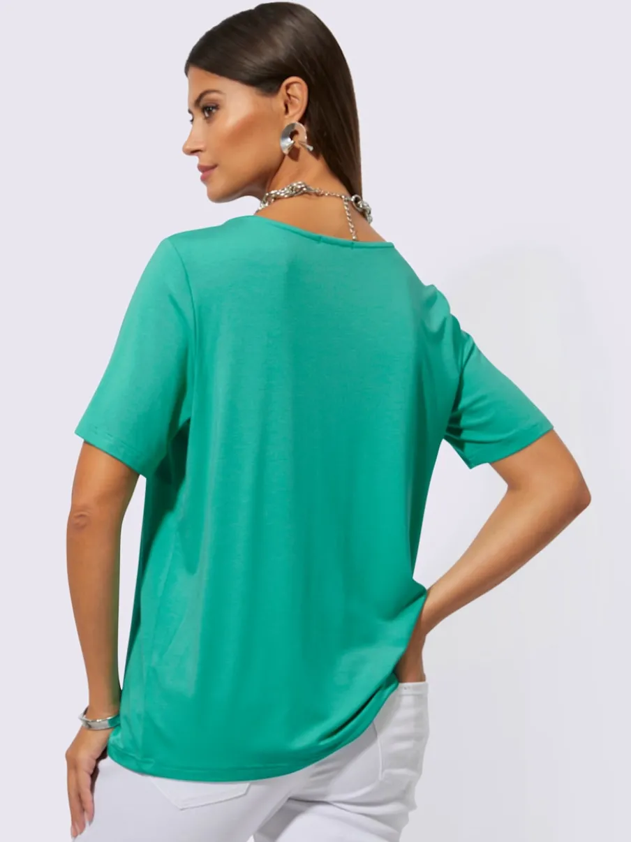 T-shirt à manches courtes orné de pierres fantaisie brillantes