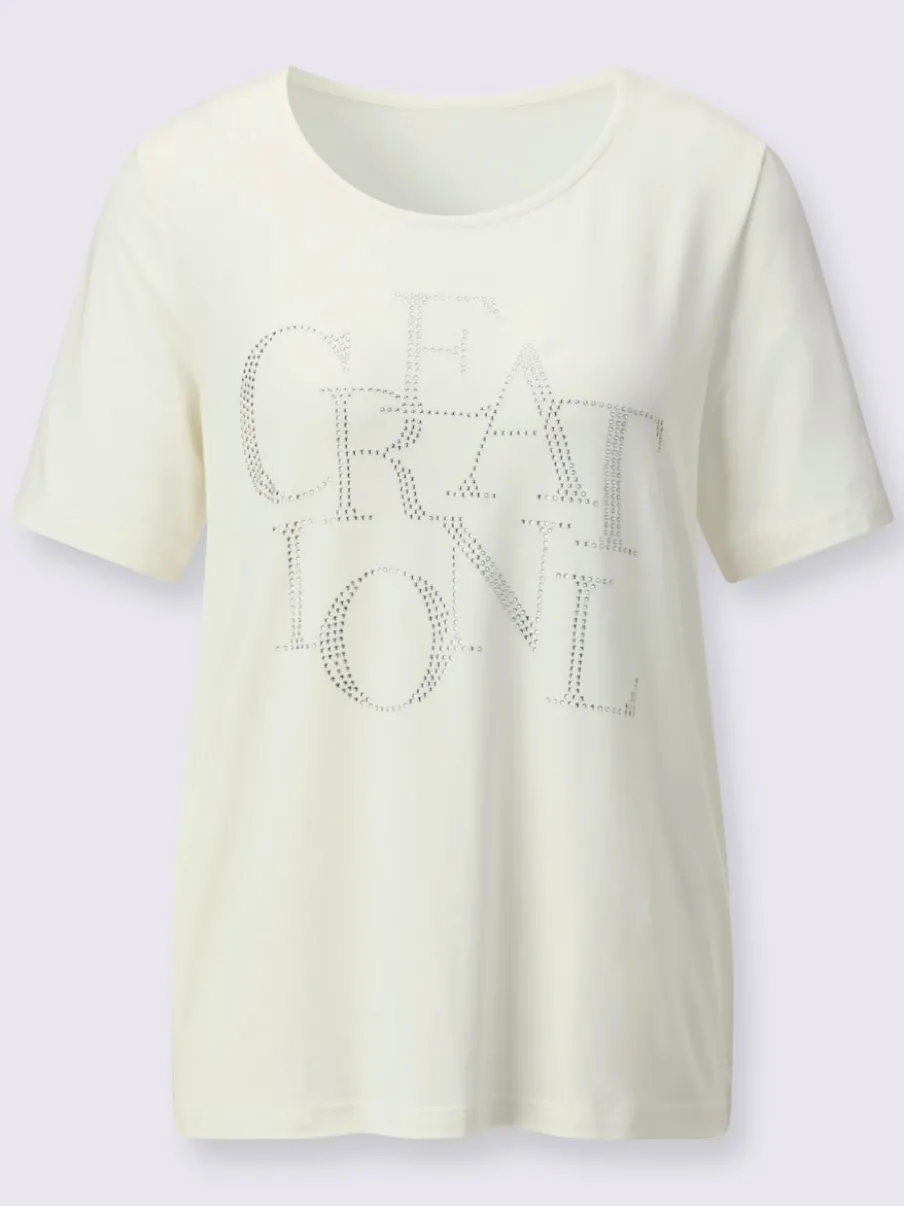 T-shirt à manches courtes orné de pierres fantaisie brillantes
