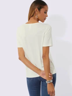 T-shirt à manches courtes orné de pierres fantaisie brillantes