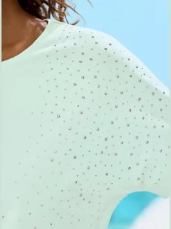 T-shirt à manches courtes pierres brillantes