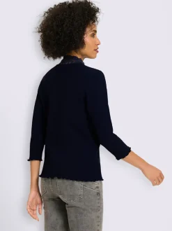 T-shirt à manches 3/4 empiècement dentelle tendance