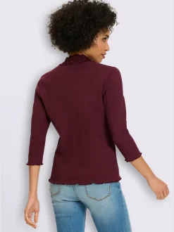 T-shirt à manches 3/4 empiècement dentelle tendance