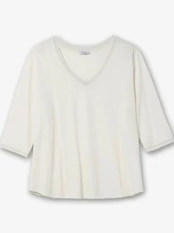 T-shirt à manches 3/4 encolure en v affinante
