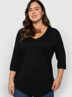 T-shirt à manches 3/4 encolure en v affinante