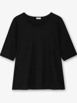 T-shirt à manches 3/4 encolure ronde passepoilée