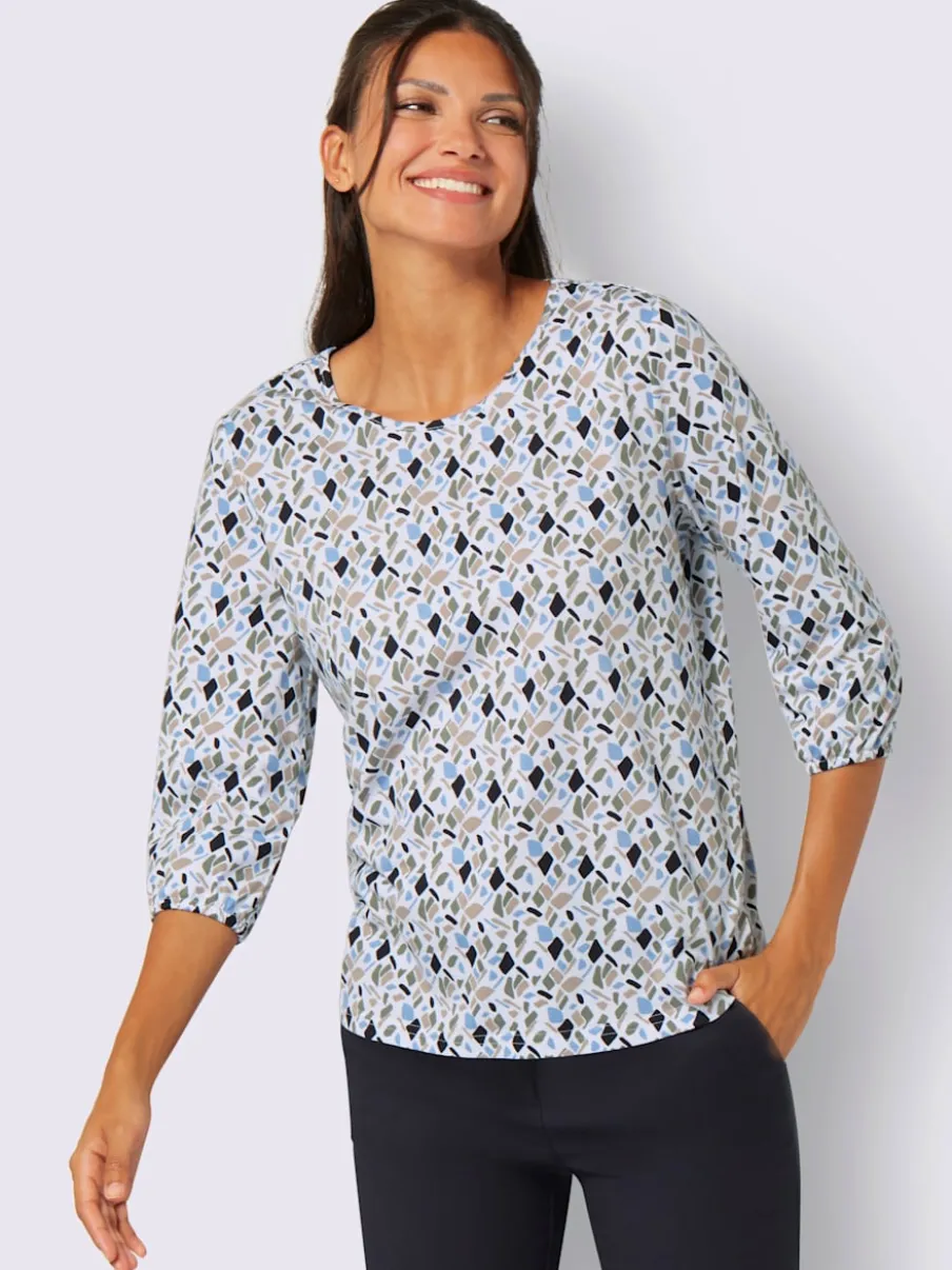 T-shirt à manches 3/4 encolure ronde avec motif imprimé