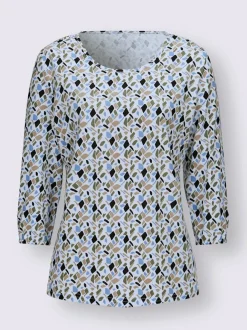 T-shirt à manches 3/4 encolure ronde avec motif imprimé