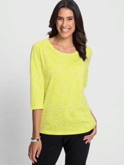 T-shirt à manches 3/4 en coton avec motif minimaliste