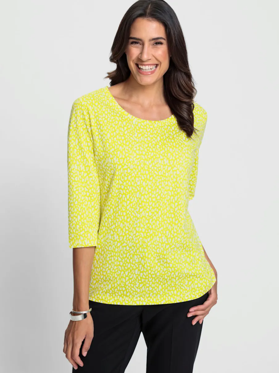 T-shirt à manches 3/4 en coton avec motif minimaliste
