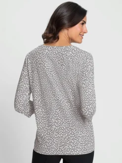 T-shirt à manches 3/4 en coton avec motif minimaliste