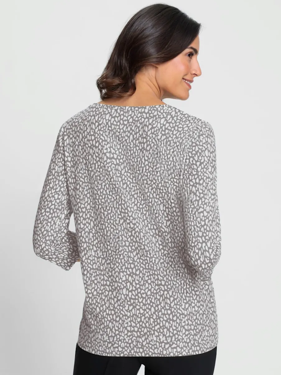 T-shirt à manches 3/4 en coton avec motif minimaliste
