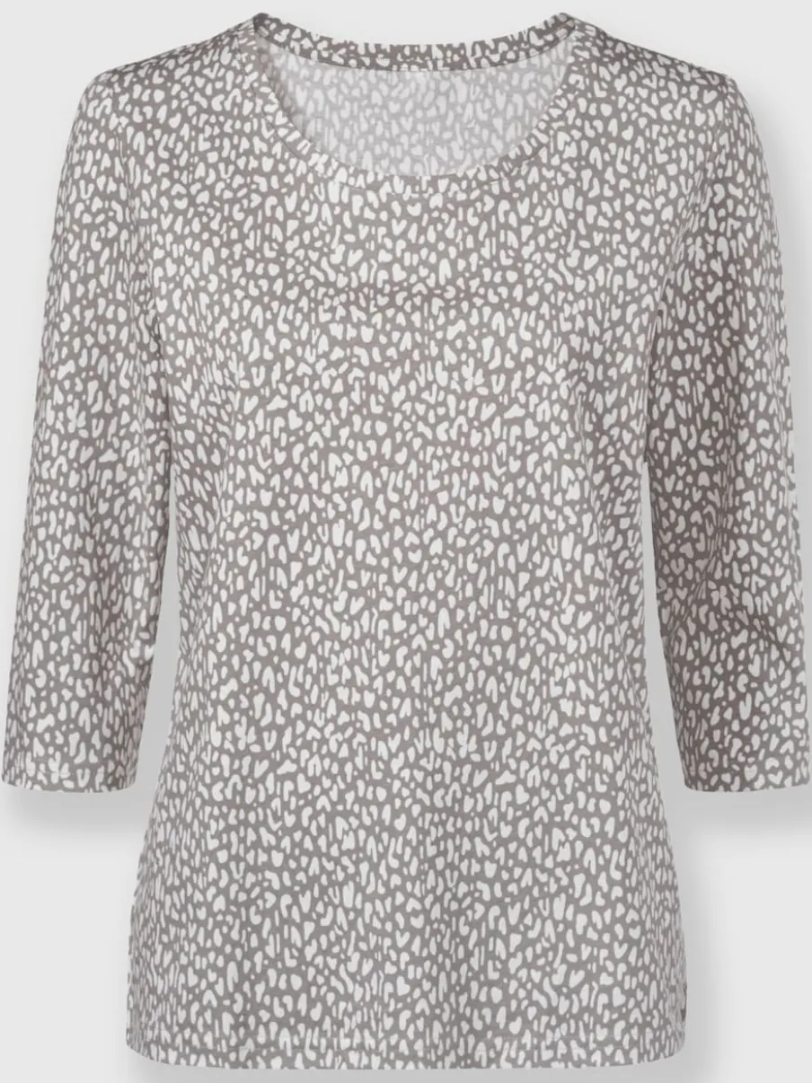 T-shirt à manches 3/4 en coton avec motif minimaliste